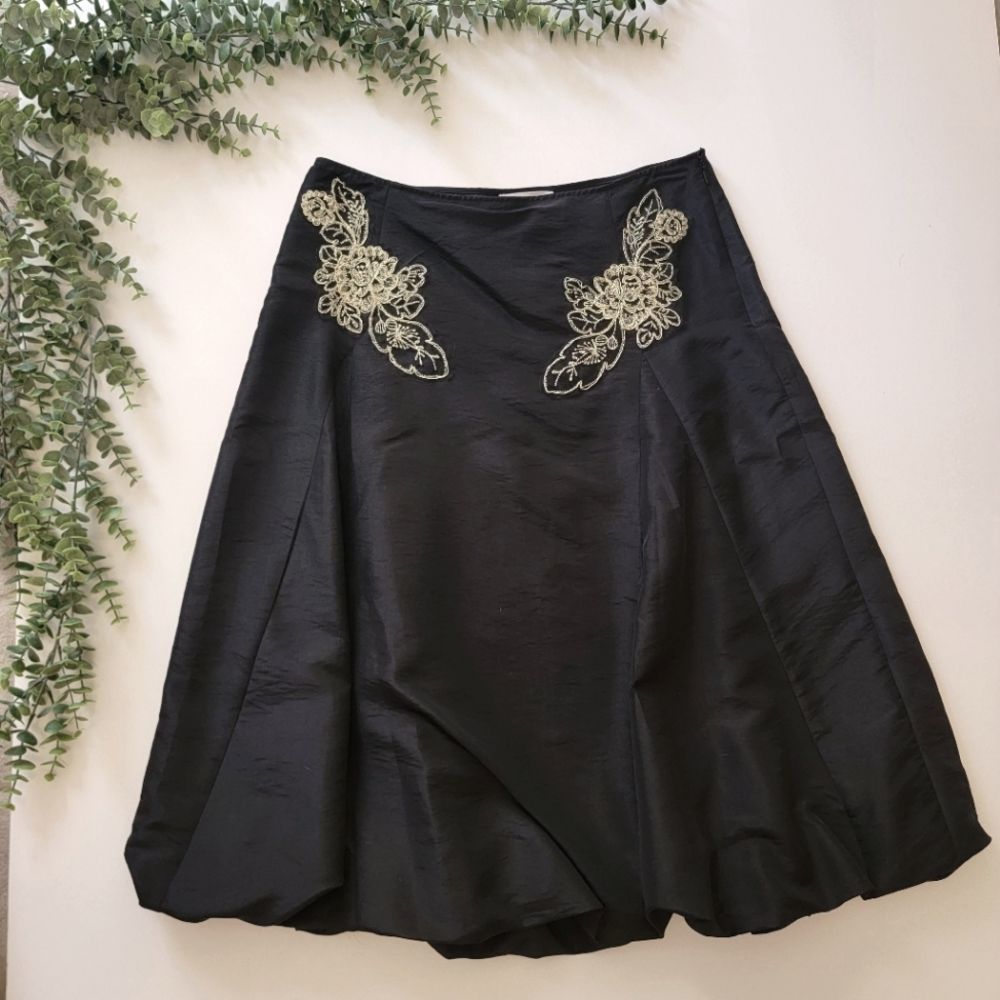 NEW Metro7 Black Embroidered Bubble Skirt